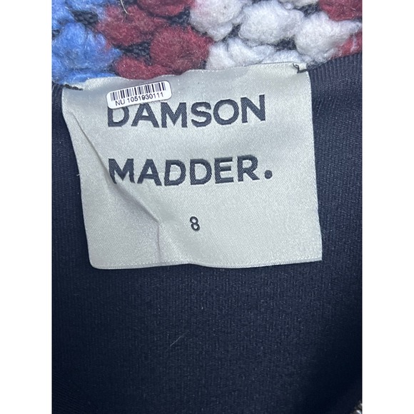 Damson Madder Granny Square Quarter Zip Fleece Pullover 8 Folkloric Artsy Afghan - Picture 5 of 10